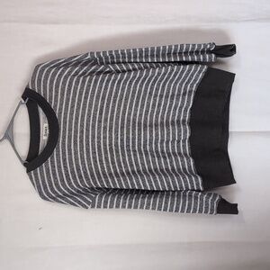 Sistar Grey White Striped Crewneck Sweatshirt Size Small